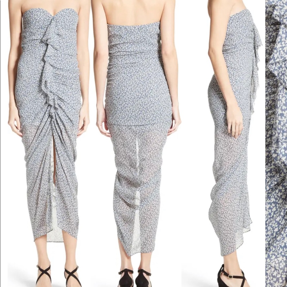 Veronica Beard Print Silk Strapless Dress NWT